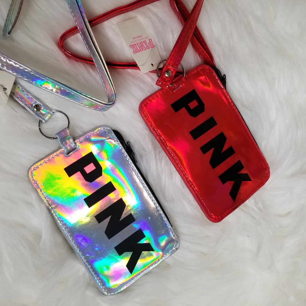🎁Bundle of 2 VS Pink Lanyard ID Holder Wallet NWT